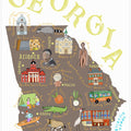 Illustrated Map of Georgia State by Artist Carla Daly