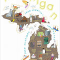 Illustrated Map of Michigan, USA by Artist Carla Daly