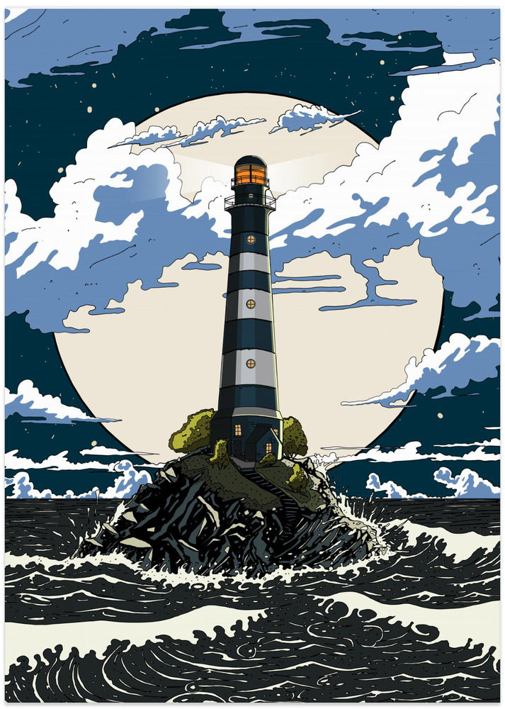 Lighthouse Under The Moon