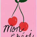 Mon Cheri Cherry Typography Poster Purple