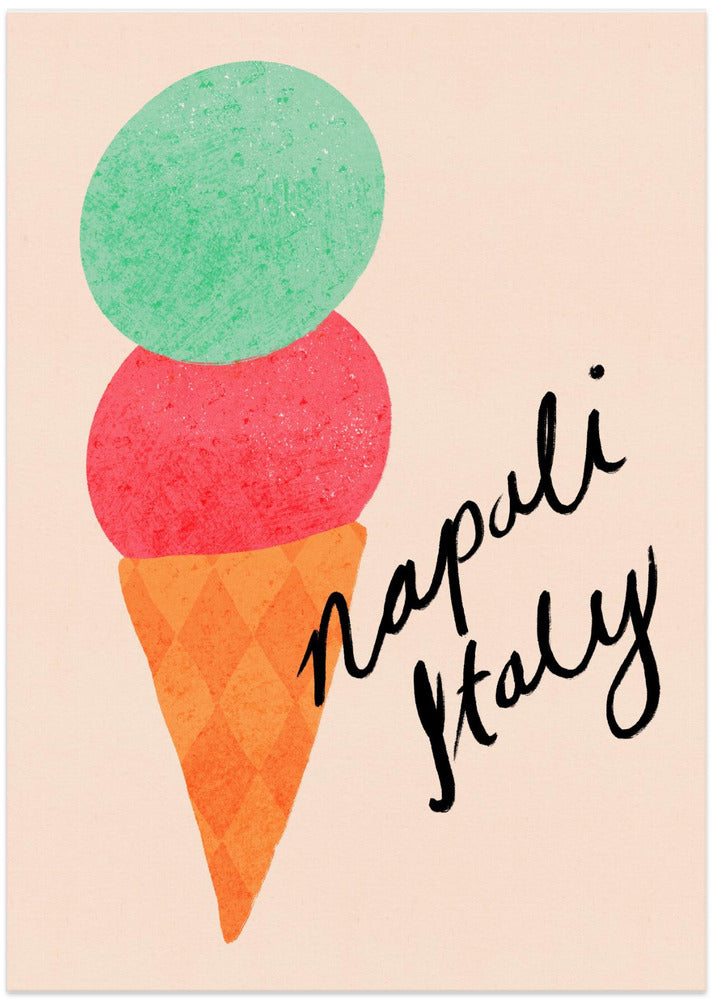 Napoli Italy Gelato Ice Cream Typography Poster