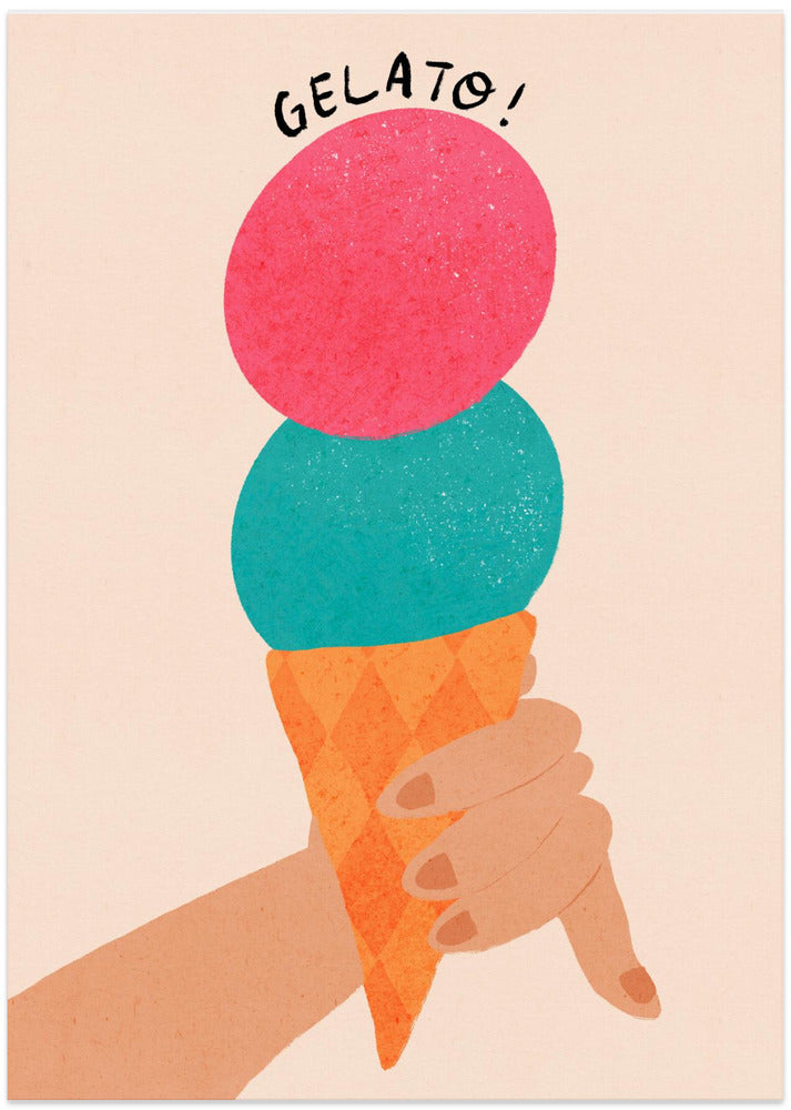 Gelato Strawberry and Bubblegum Italy Ice Cream Typography Poster