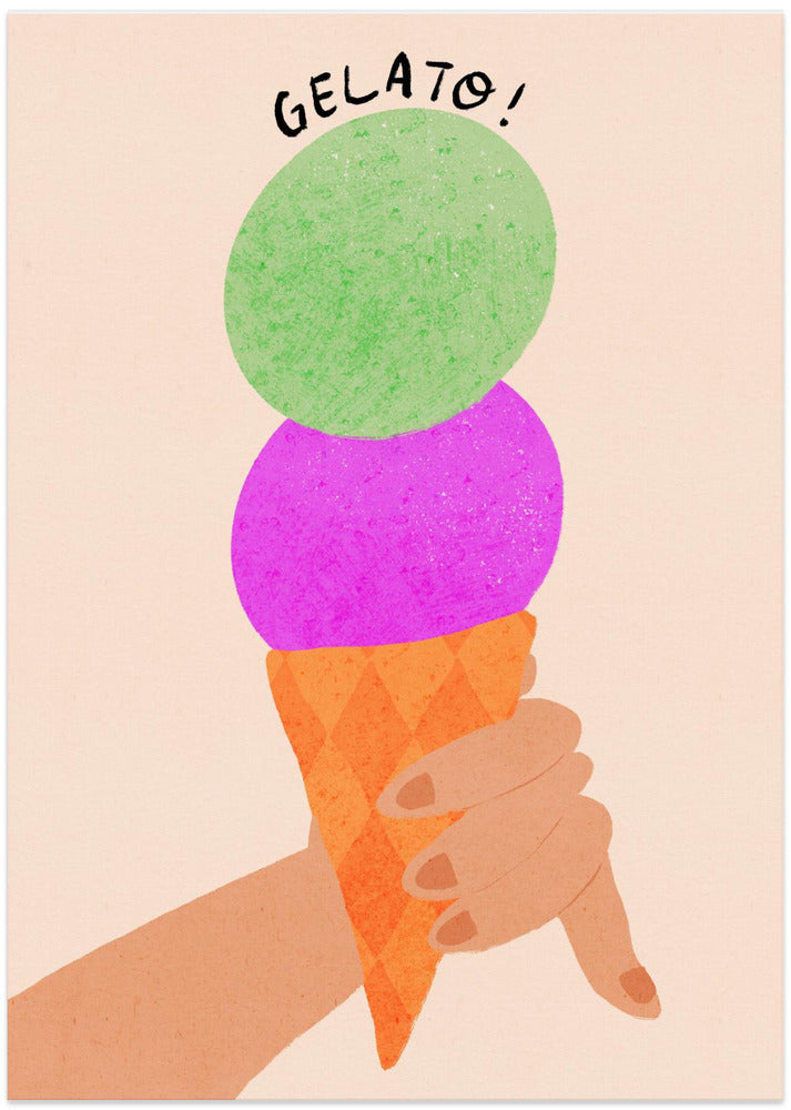 Gelato Blueberry and Mint Italy Ice Cream Typography Poster