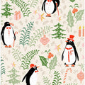 Festive winter animals penguins pattern