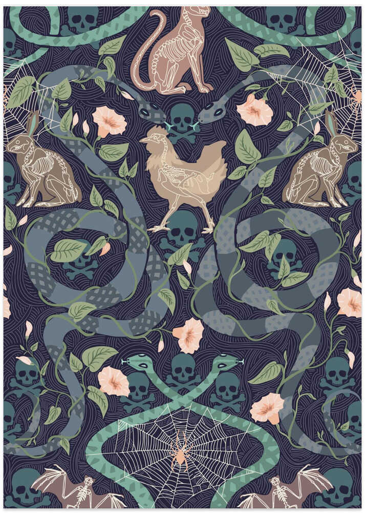 Gothic cottage dark blue pattern