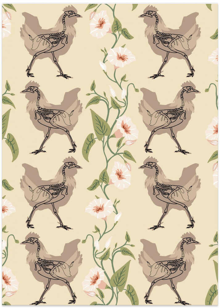 Gothic cottage chicken warm earthy pattern