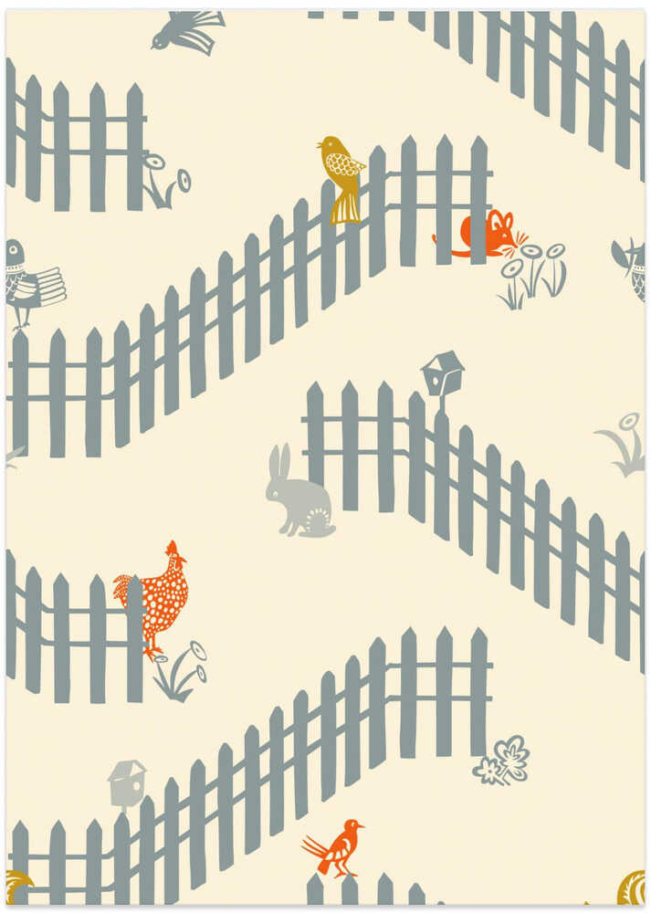 Garden view cream and dusty blue pattern