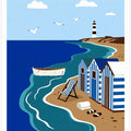 Seaside Beach Huts and Lighthouse
