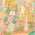 Impressionist Painting of Flowers and Candle