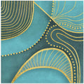 Shaded Mid Century Art Turquoise Gold