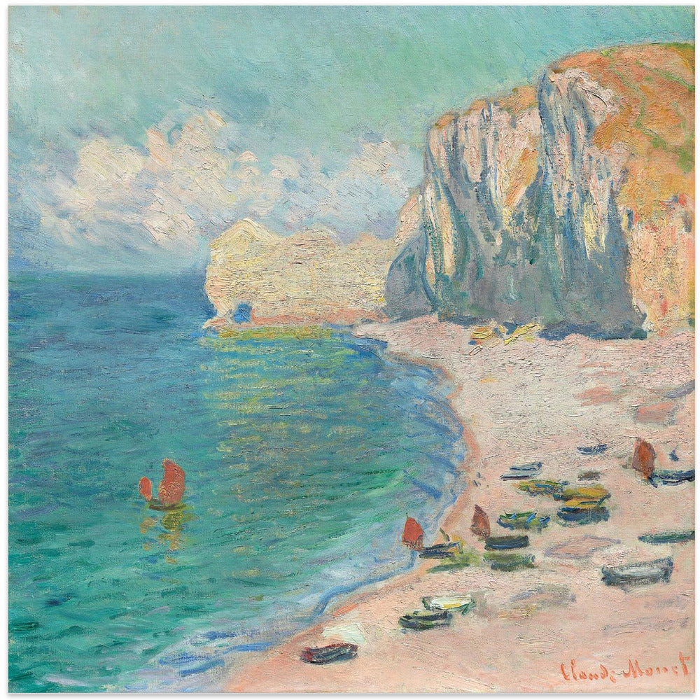 The Beach and the Falaise D'amont (1885) By Claude Monet.
