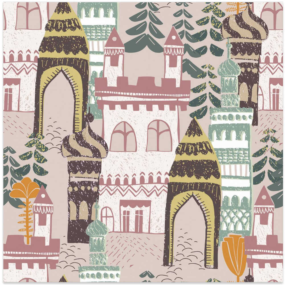Block print Home castle pattern earthy colors