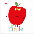 I Love Apple! Happy Apple Holding a Love Heart.