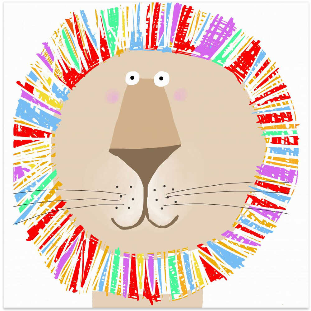 Lion with Colorful Rainbow Mane by Carla Daly