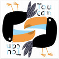 Two Toucans Graphic Design with Text by Carla Daly