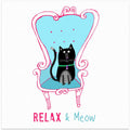 Relax and Meow! Funny Black Cat Sitting on a Armchair