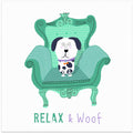 Relax and Woof! Cute Black and White Dog Sitting on Armchair