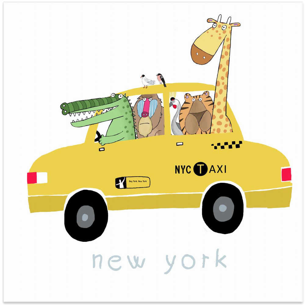 Jungle Animals in a Yellow Taxi in New York by Carla Daly