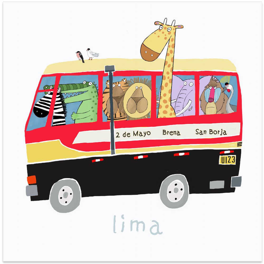 Jungle Animals in a Bus in Lima, Peru by Carla Daly