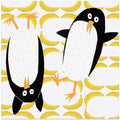 Funny Penguins with Banana Pattern Background by Carla Daly