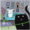 Black Cat and White Dog in Trendy Interior by Carla Daly