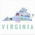 Virgina State Illustrated Map by Artist Carla Daly