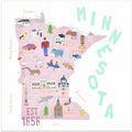 Minnesota Map Illustration with State Icons by Carla Daly