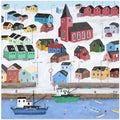 Snowy Town with fishing Boats by Artist Carla Daly