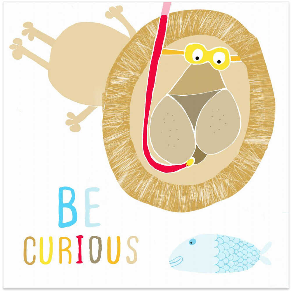 Be Curious! Cute Lion Snorkelling with the Fish by Illustrator Carla Daly