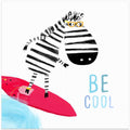 Be Cool! Cute Zebra Surfing the Waves by Illustrator Carla Daly
