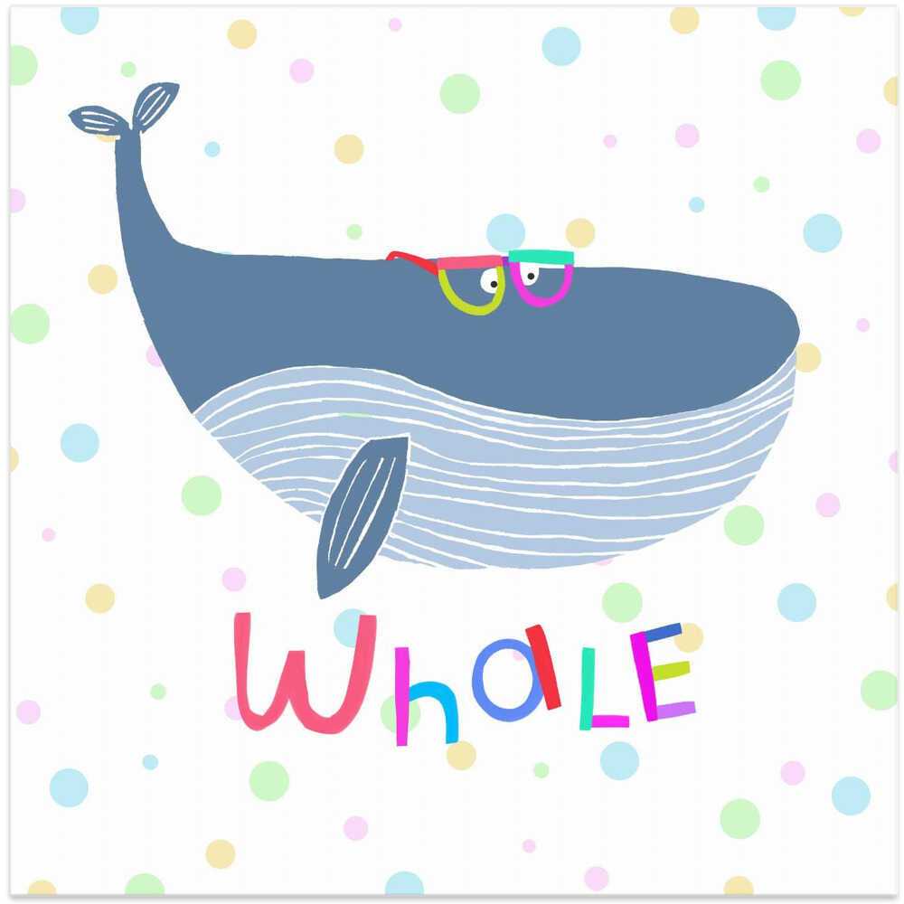 Cute Whale Wearing Colorful Glasses by Illustrator Carla Daly