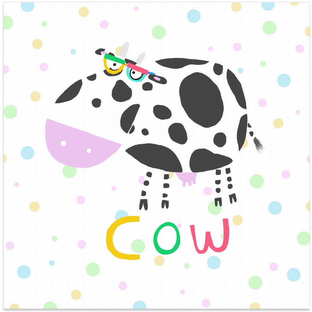 Happy Cow Wearing Colorful Glasses by Illustrator Carla Daly