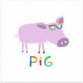Cute Pink Pig with Funny Colorful Glasses by Artist Carla Daly