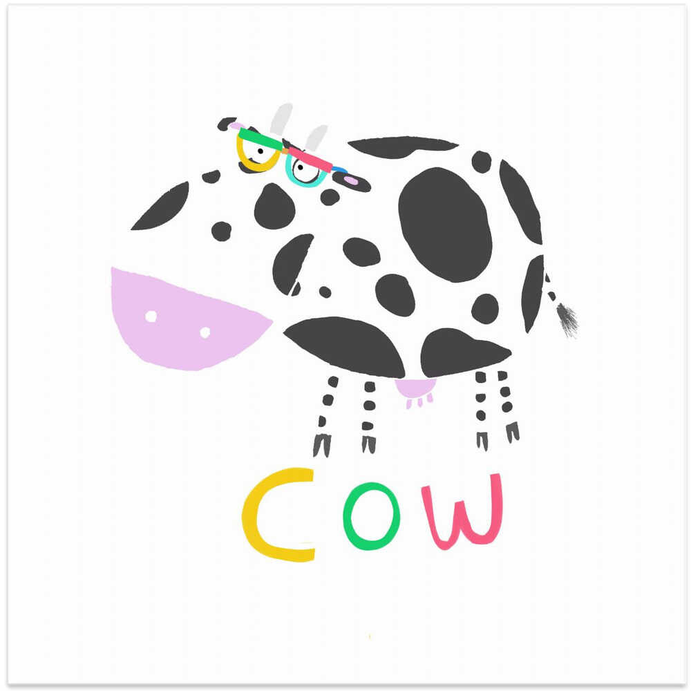 Happy Cow Wearing Colorful Glasses by Illustrator Carla Daly