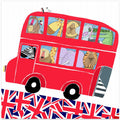 London Bus Full of Jungle Animals with UK Flag Design