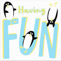 Having Fun Cute Penguins with Text