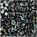 Eucalyptus Leaves Pattern Black