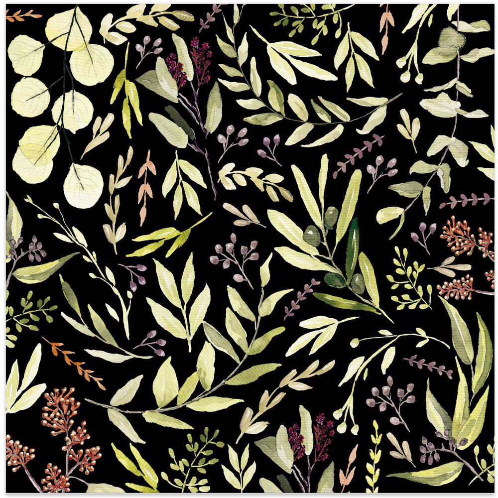 Eucalyptus Leaves Pattern Dark Yellow