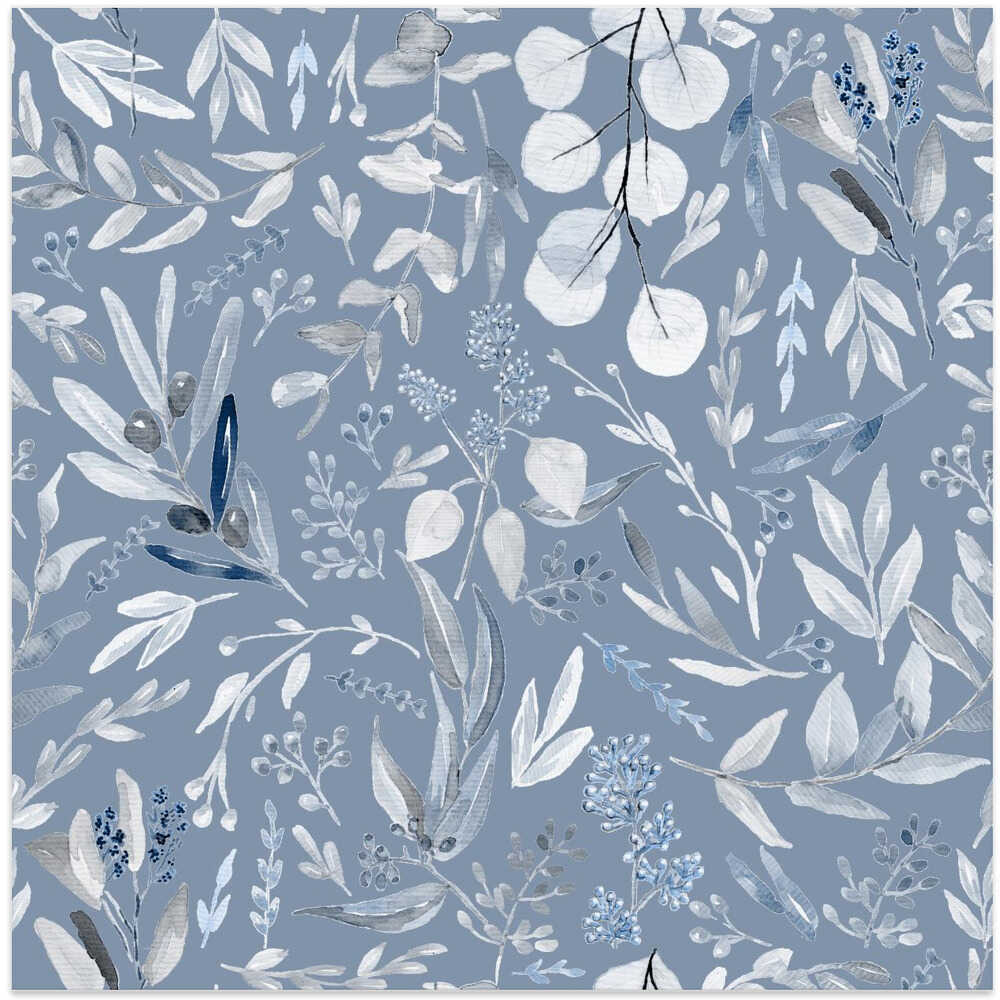 Eucalyptus Leaves Pattern Light Blue