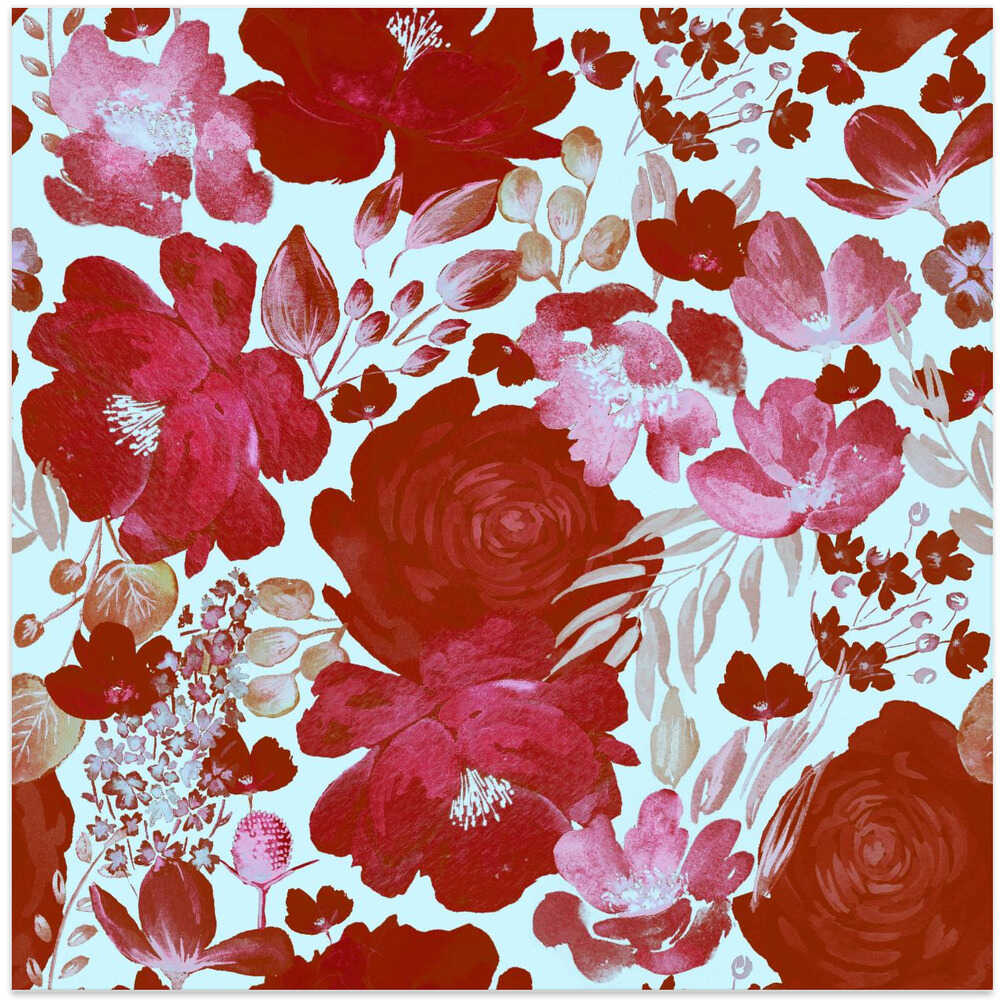 Floral Chaos Watercolor Pattern Red