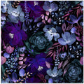 Floral Chaos Watercolor Pattern Dark Blue