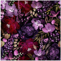 Floral Chaos Watercolor Pattern Dark Red and Purple