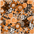 Flowes and Fruits Pattern Sepia