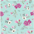 Floral Bouquets Pattern Acqua and Pink