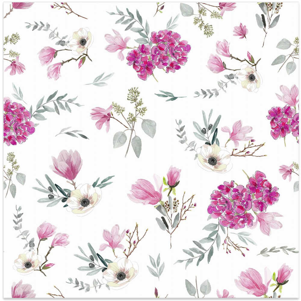 Floral Bouquets Pattern Pink and White