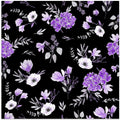 Floral Bouquets Pattern Lavender Black