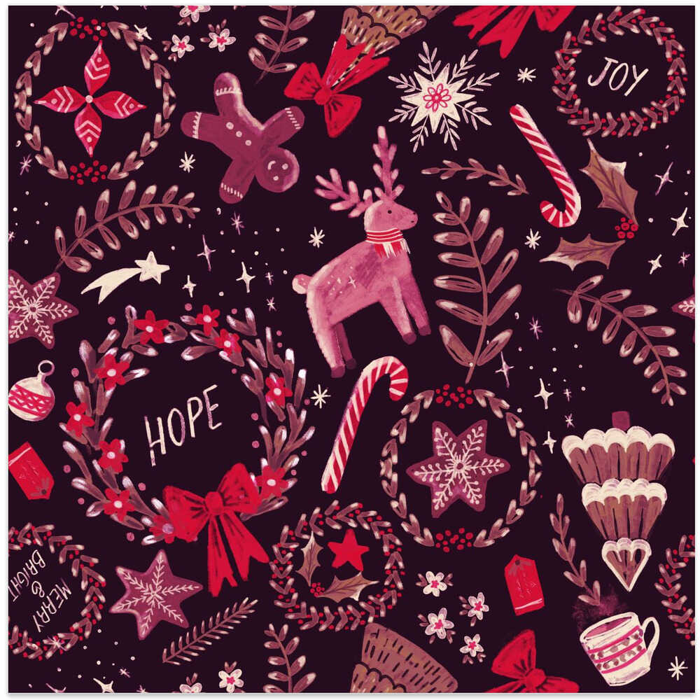 Magical Christmas Black Red Pattern 2