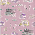 Retro Beach Bathers Toile pink