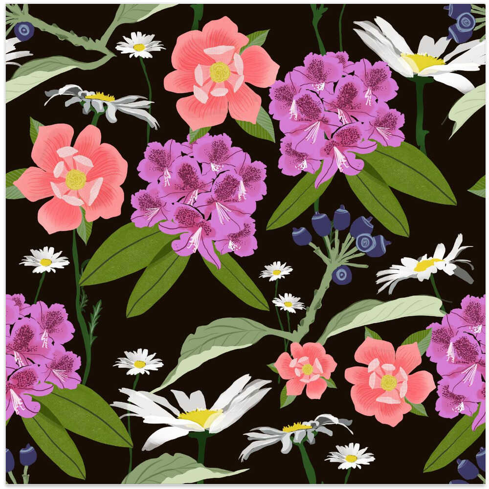 Rhododendrons and daisies