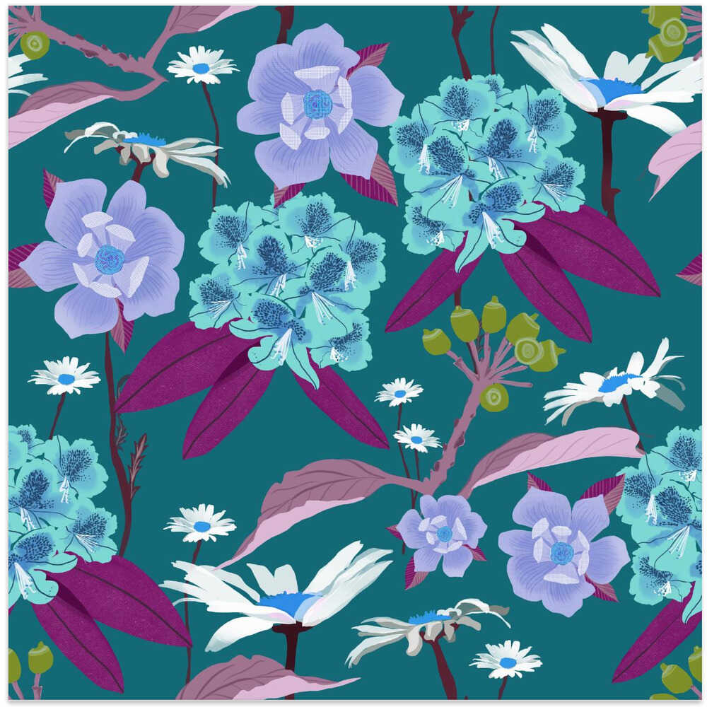 Rhododendrons and daisies